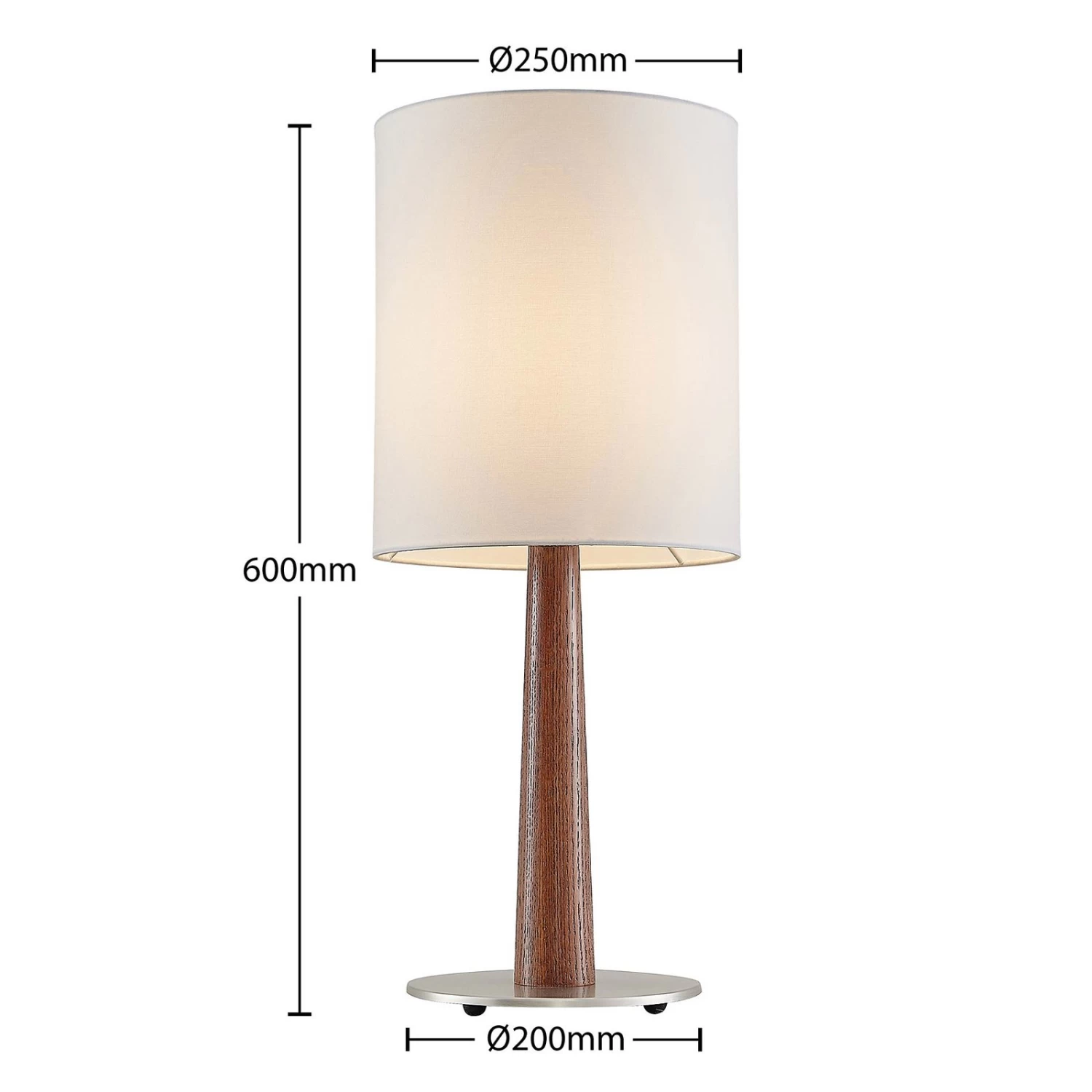 Lucande Larkira Stoff-Tischlampe, Holz, Rund, 25cm â Bild 4