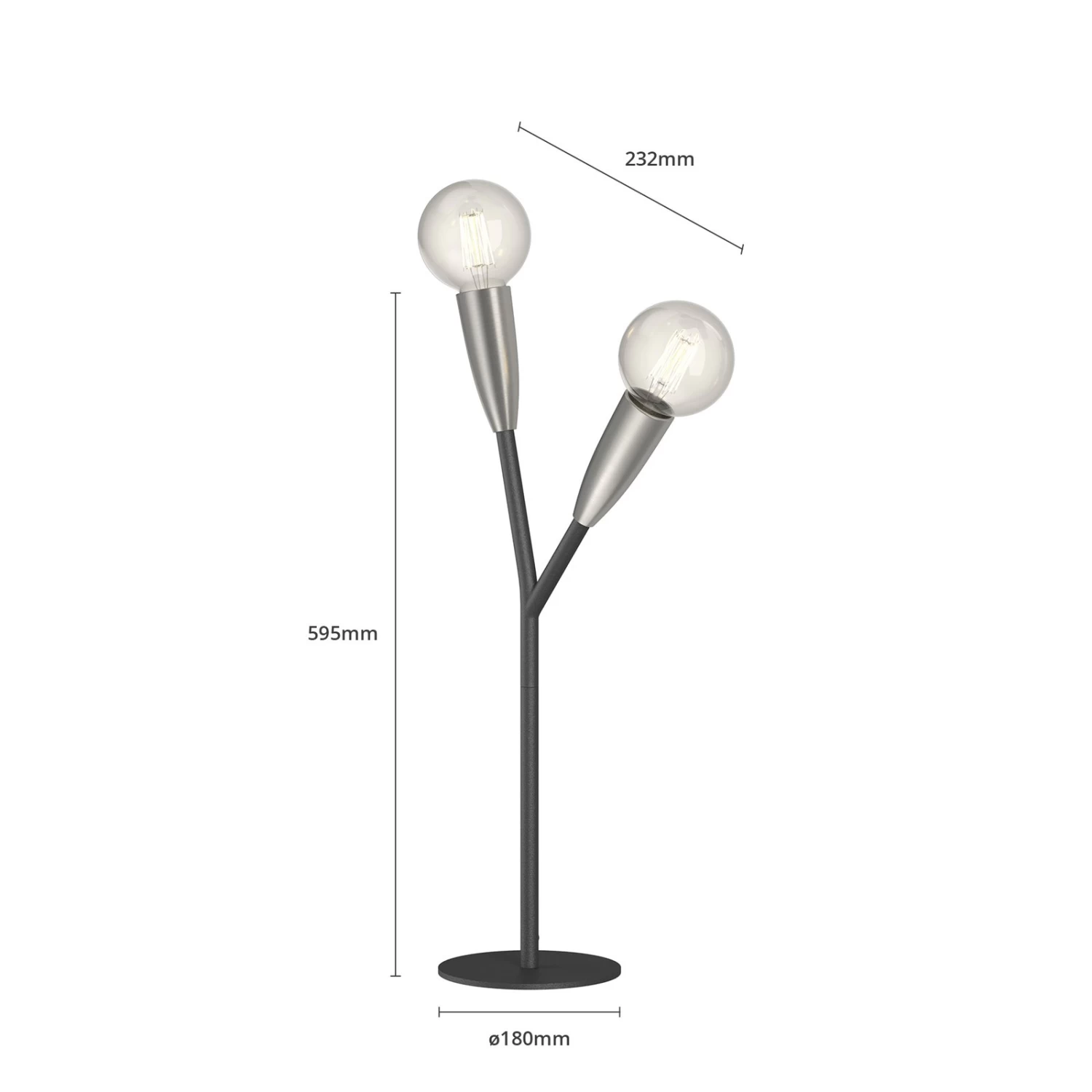 Lucande Carlea Tischlampe, 2-fl., Schwarz-nickel â Bild 7