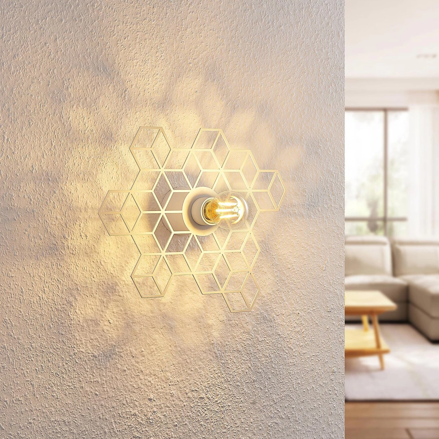 Lucande Alexaru Wandleuchte, Waben, Weiß – Bild 2