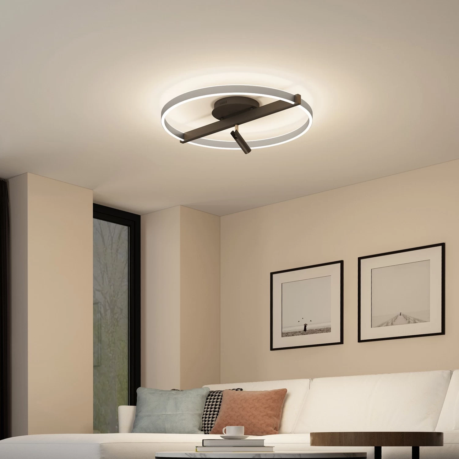 Lucande Matwei LED-Deckenlampe Ringförmig, Nickel – Bild 2