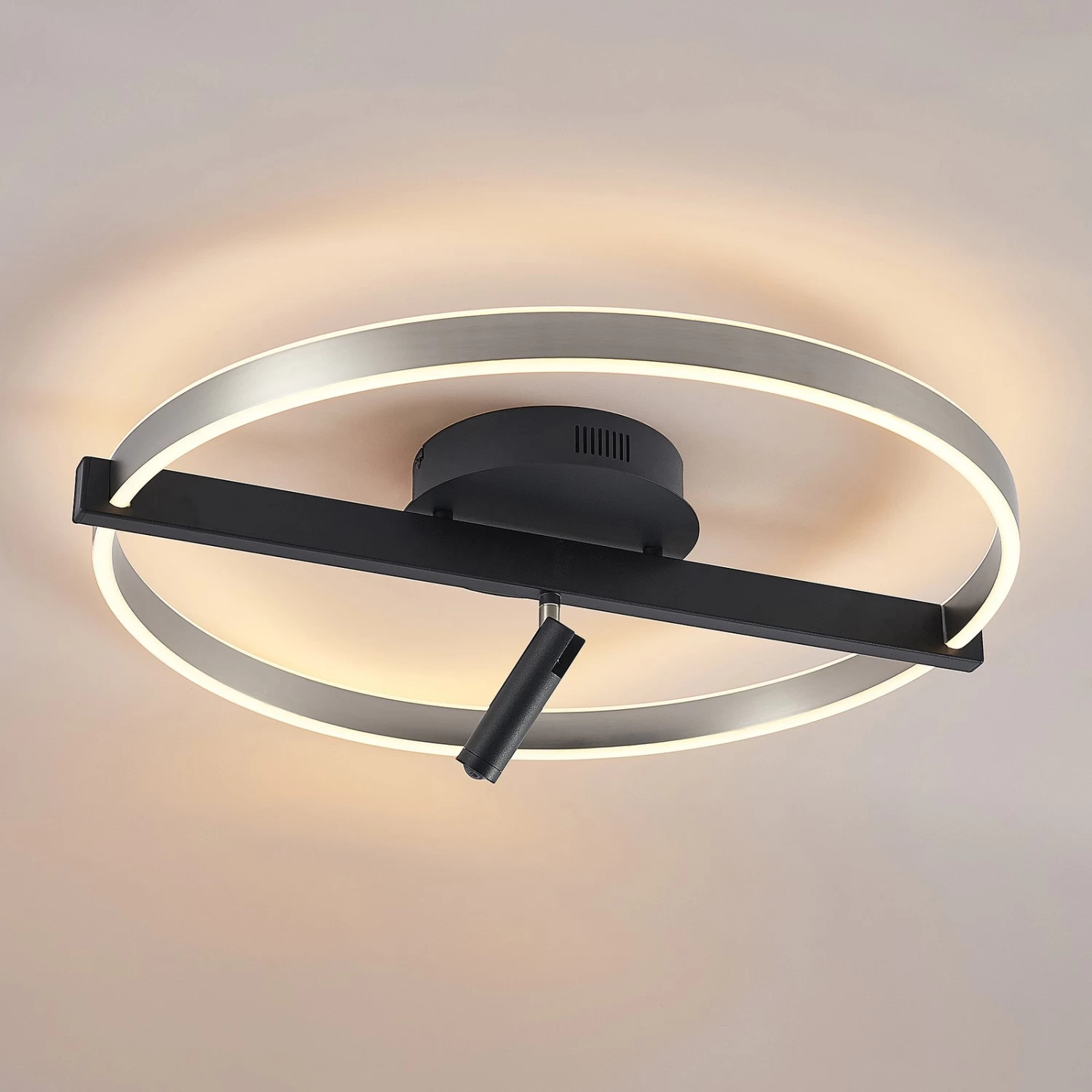 Lucande Matwei LED-Deckenlampe Ringförmig, Nickel – Bild 4
