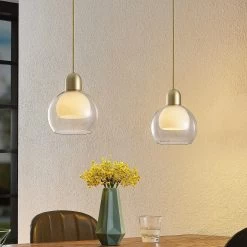 Lucande Mylah Hängelampe, Glas, Zweiflammig