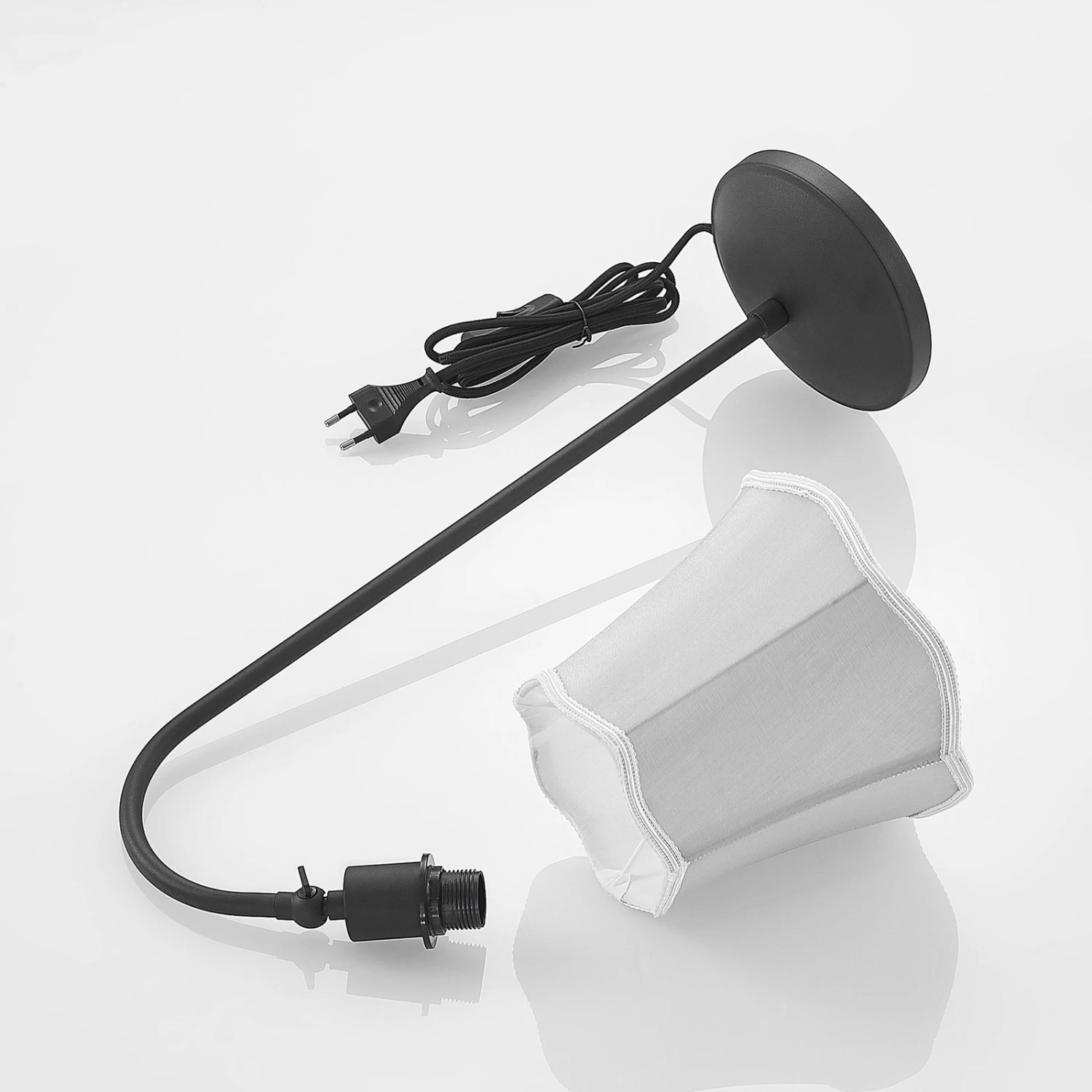 Lucande Binta Stofftischlampe, Vintage, Silbergrau â Bild 9