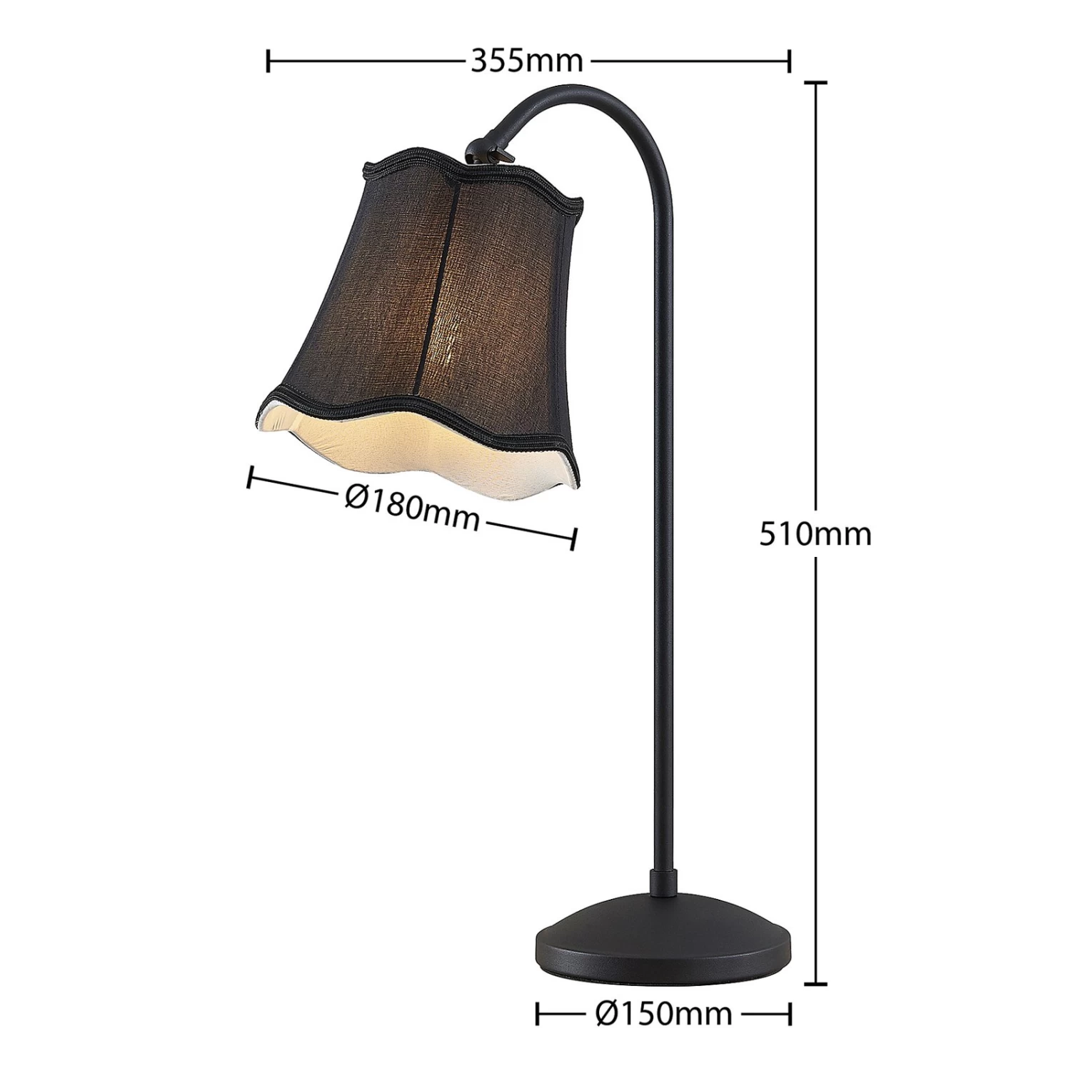 Lucande Binta Stofftischleuchte, Vintage, Schwarz â Bild 4