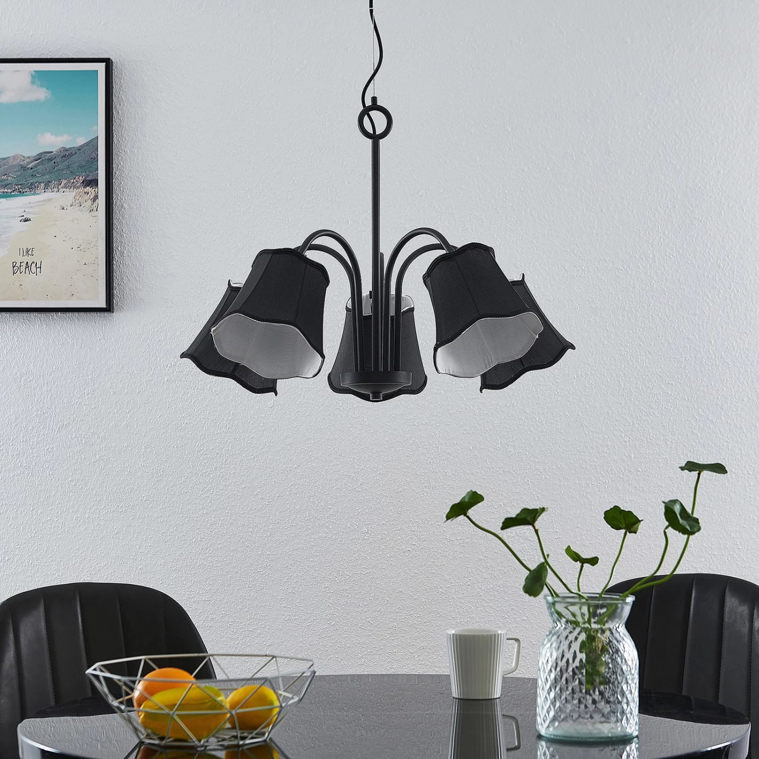 Lucande Binta Hängelampe, Fünfflammig, Schwarz – Bild 2