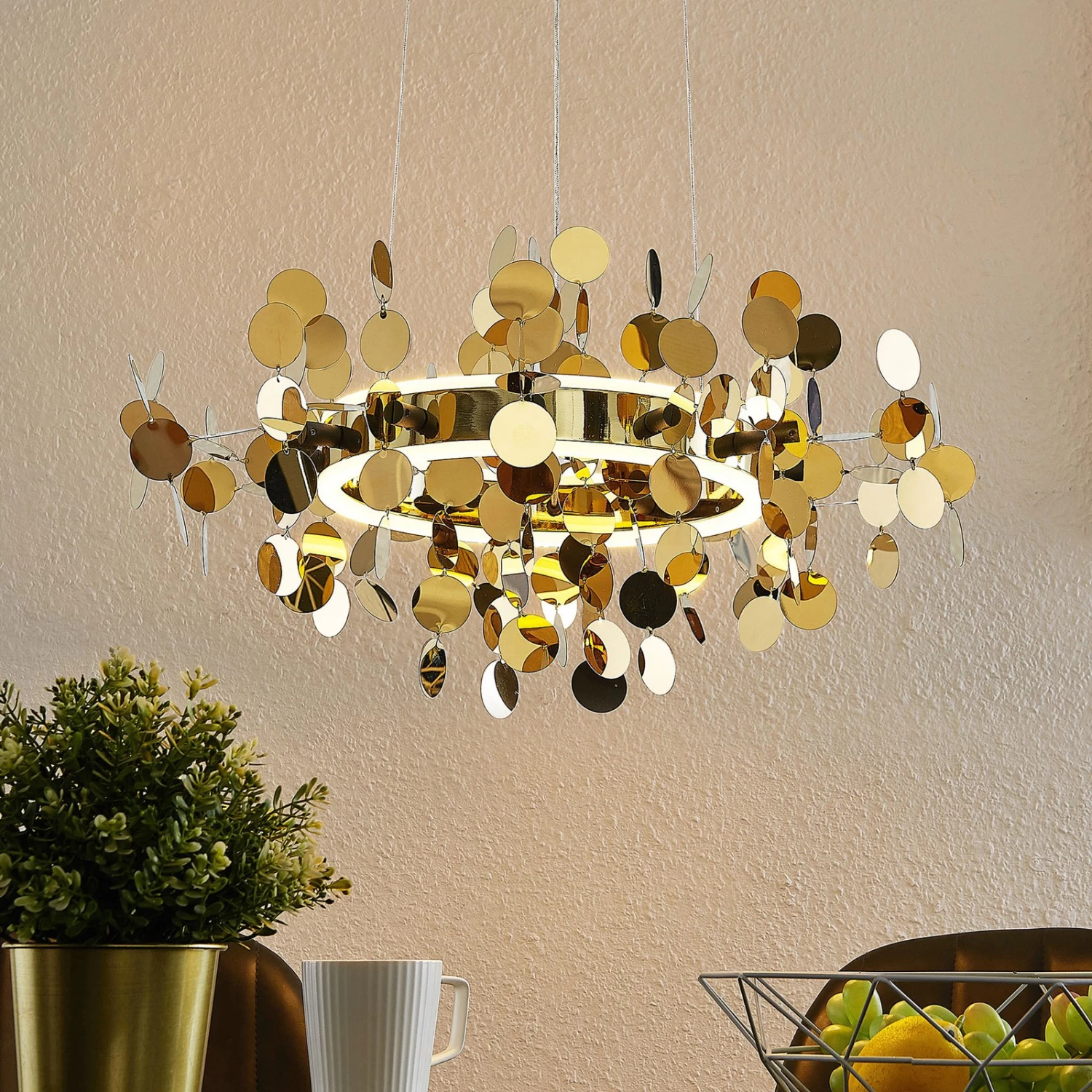 Lucande Glimmo LED-Pendelleuchte, Schwarz, Messing â Bild 2