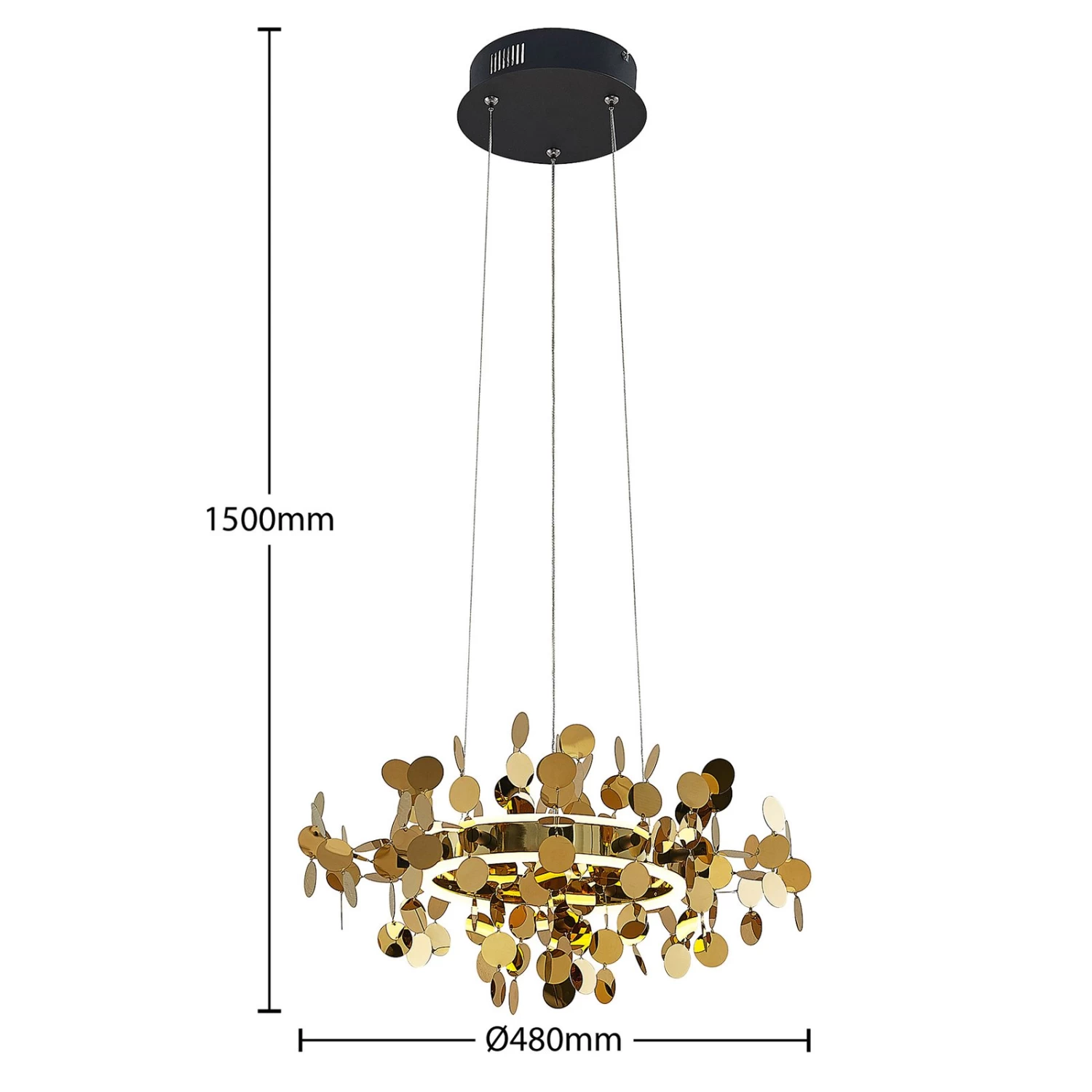 Lucande Glimmo LED-Pendelleuchte, Schwarz, Messing â Bild 5
