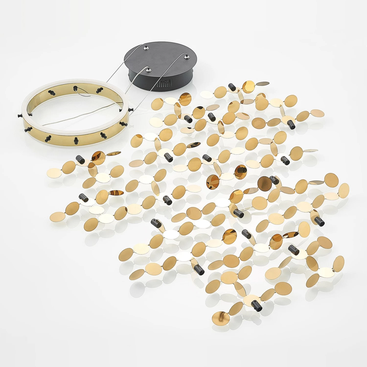 Lucande Glimmo LED-Pendelleuchte, Schwarz, Messing â Bild 8