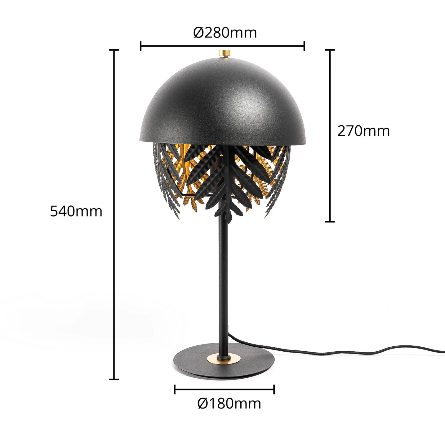 Lucande Aparas Tischlampe Blattoptik, Schwarz-gold â Bild 4