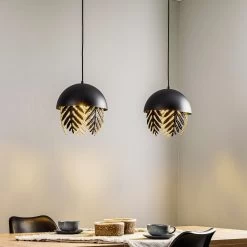 Lucande Aparas Hängelampe Blattoptik, Zweiflammig