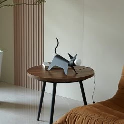 Lucande Idalina LED-Tischlampe, Katze, Schwarz