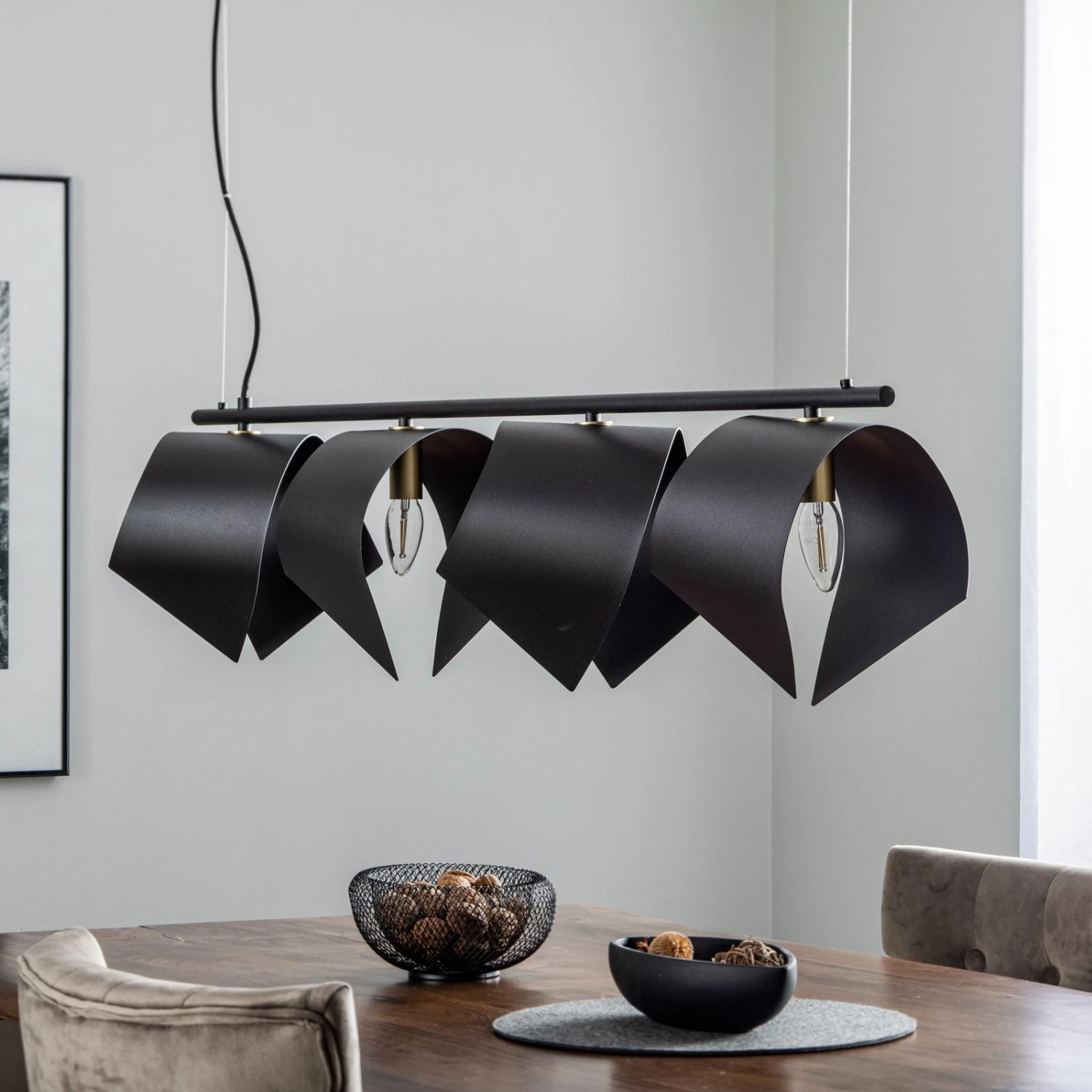 Lucande Mikolay Hängeleuchte, Vierflammig, Schwarz – Bild 2