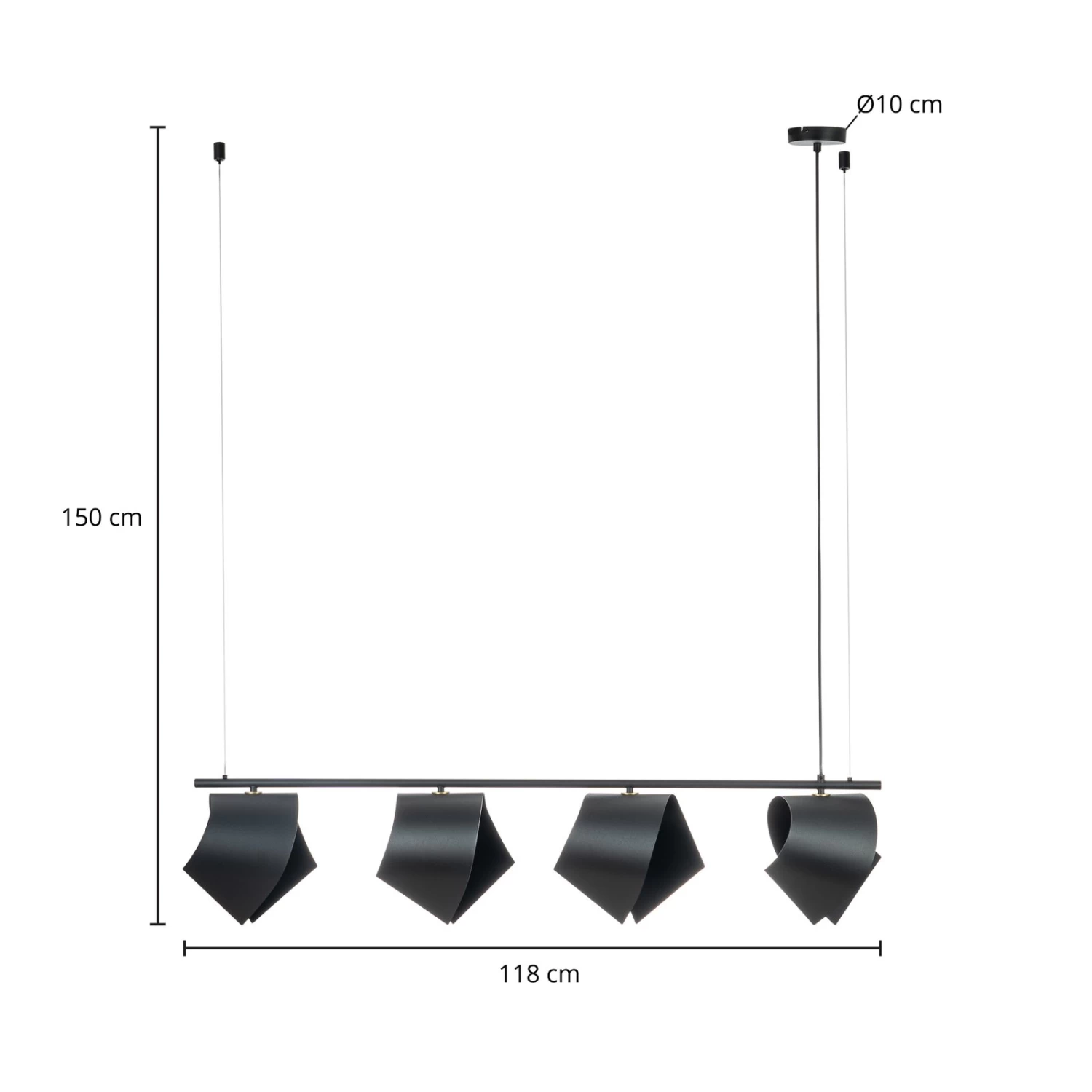 Lucande Mikolay Hängeleuchte, Vierflammig, Schwarz – Bild 4
