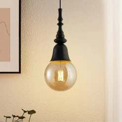 Lucande Gesja Pendellampe Schirmlos, 2-fl.,schwarz