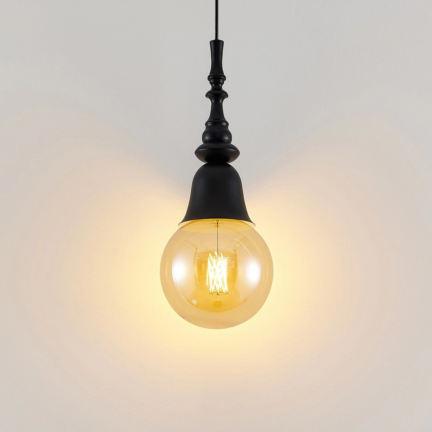 Lucande Gesja Pendellampe Schirmlos, 2-fl.,schwarz – Bild 4