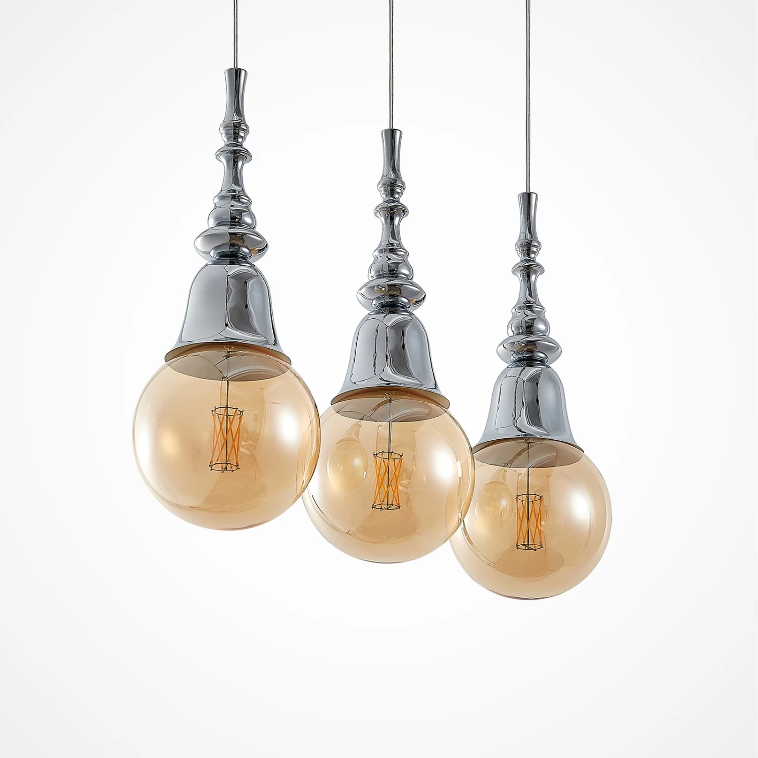 Lucande Gesja Pendellampe, 3-fl., Lang, Chrom – Bild 5