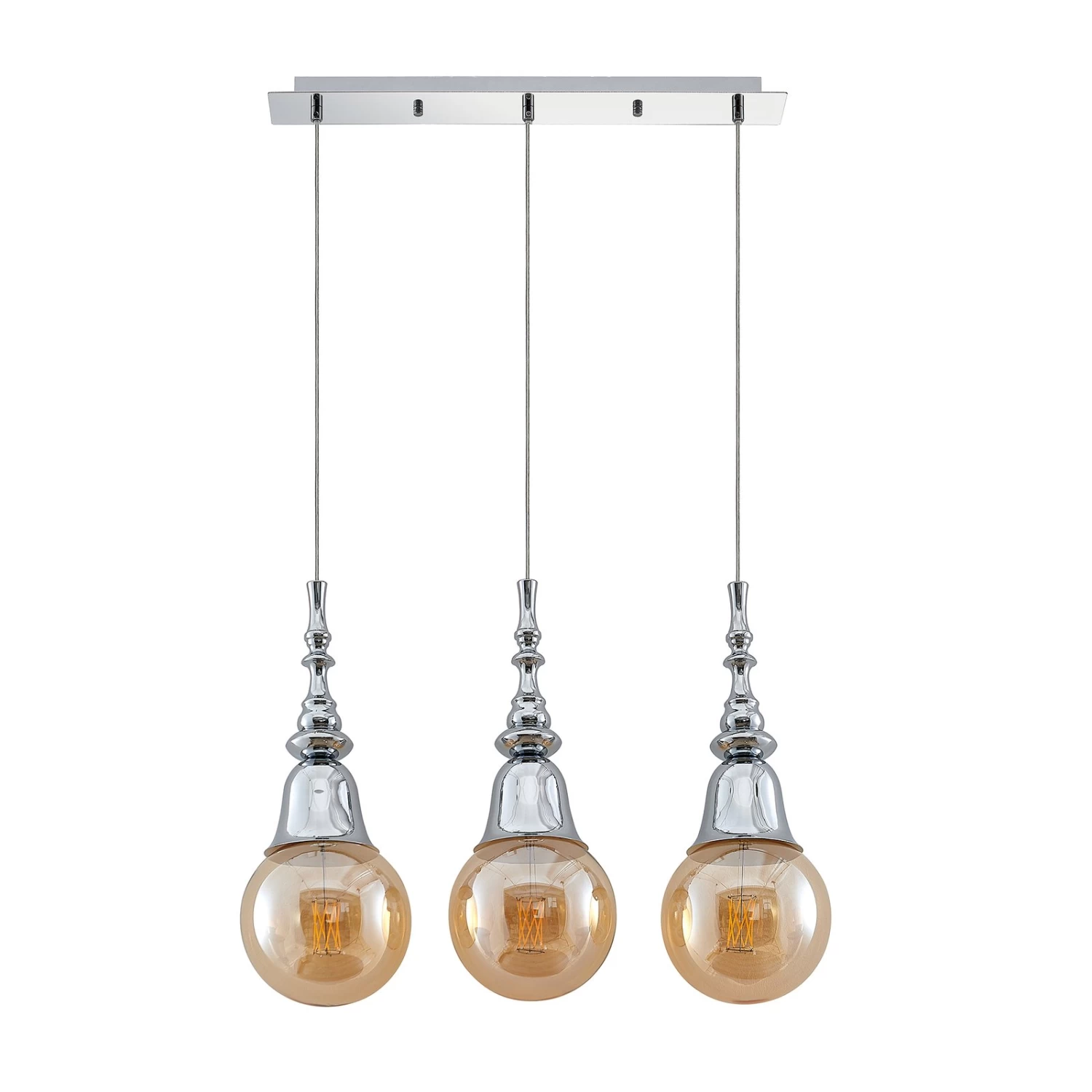 Lucande Gesja Pendellampe, 3-fl., Lang, Chrom – Bild 6