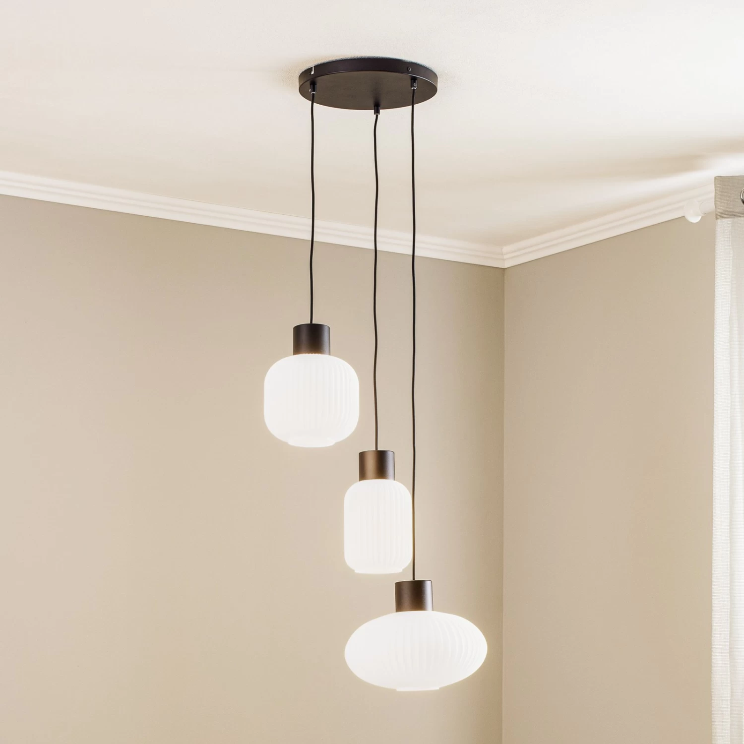 Lucande Lomeris Hängelampe, 3-fl, Rund, Weiß – Bild 6