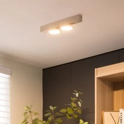 Lucande Kellino Deckenleuchte, 2-flammig, Nickel