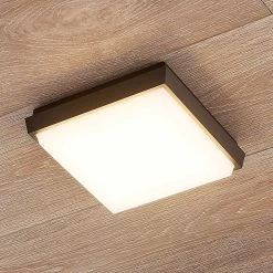 Lucande Amra LED-Außendeckenleuchte, Eckig 17,5 Cm