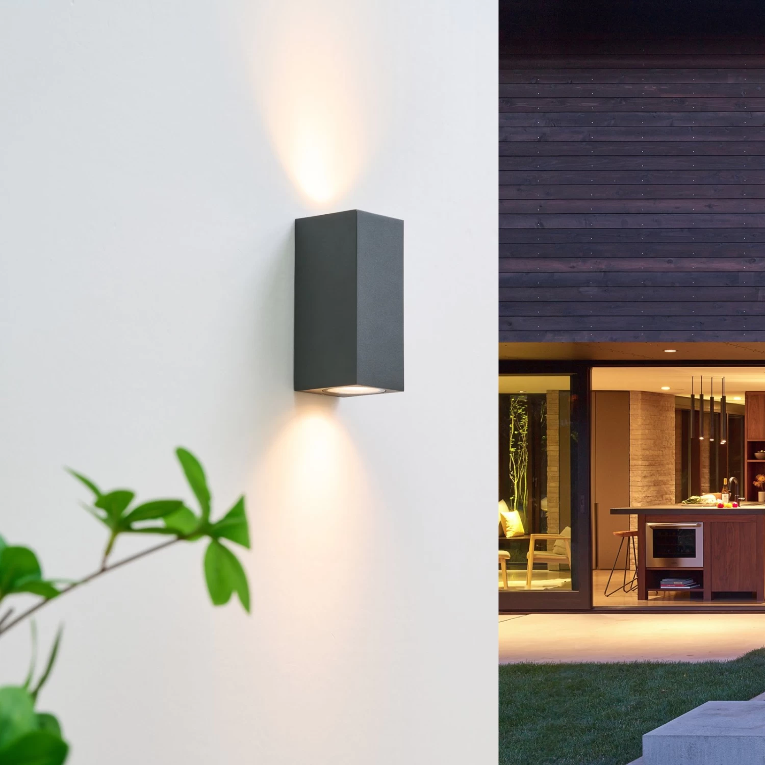 Lucande AuĂenwandstrahler Lavina, Dunkelgrau, GU10, 2-fl.