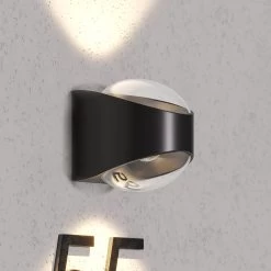 Lucande Almos LED-Außenwandleuchte, Gebogen, 2-fl.