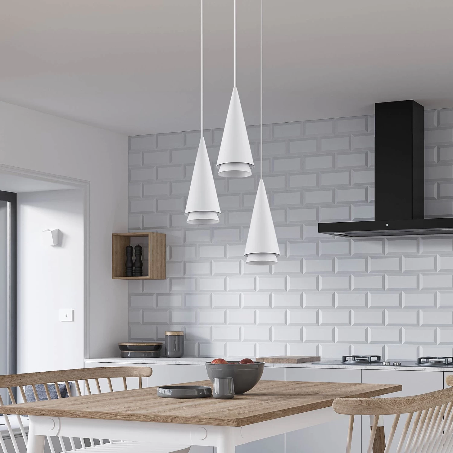 Lucande Naoh Hängeleuchte Rondell, 3-flg., Weiß – Bild 3