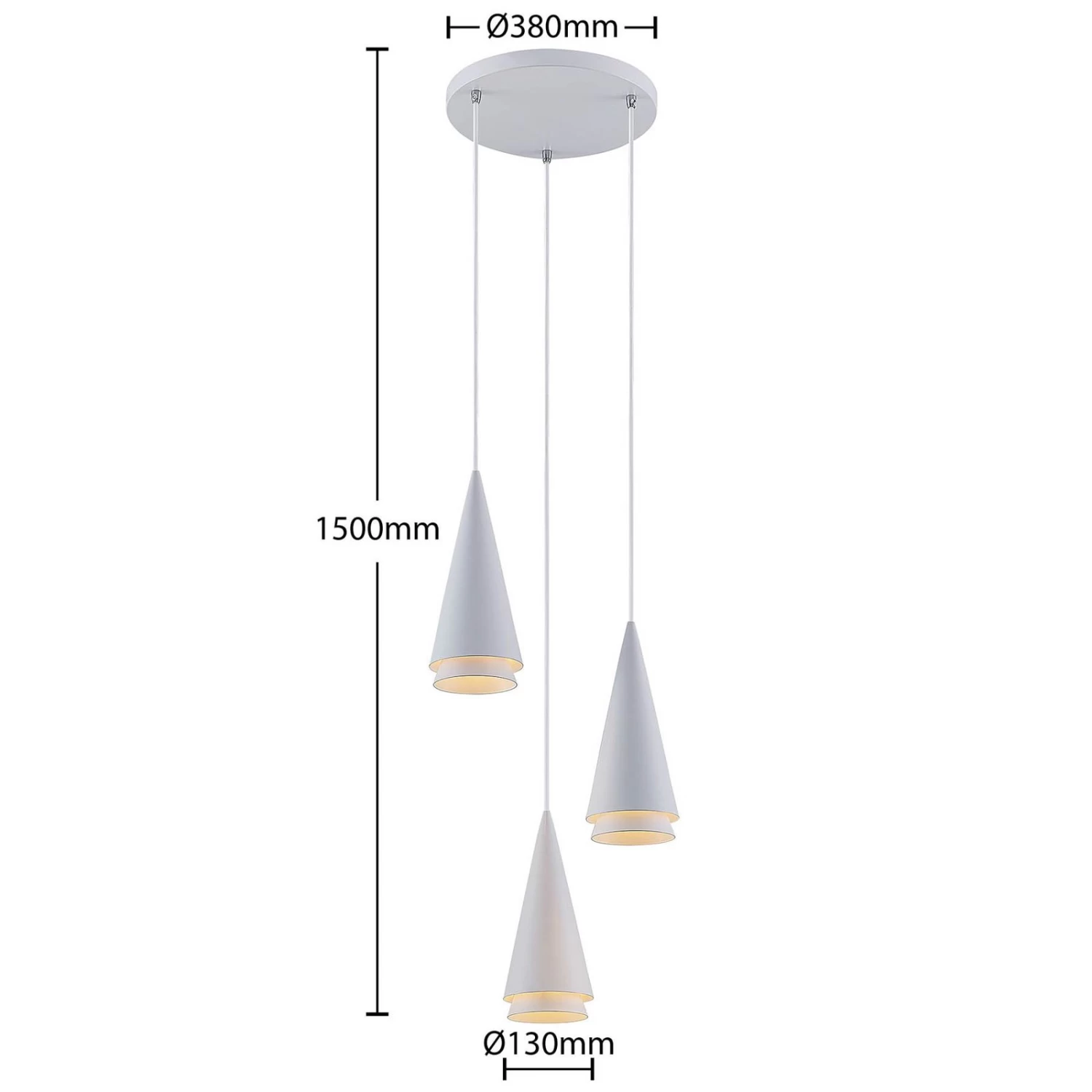 Lucande Naoh Hängeleuchte Rondell, 3-flg., Weiß – Bild 6