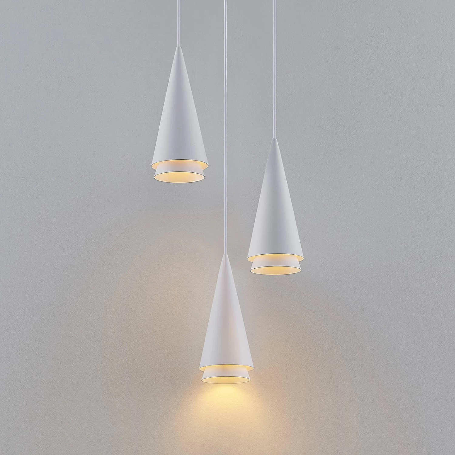 Lucande Naoh Hängeleuchte Rondell, 3-flg., Weiß – Bild 8