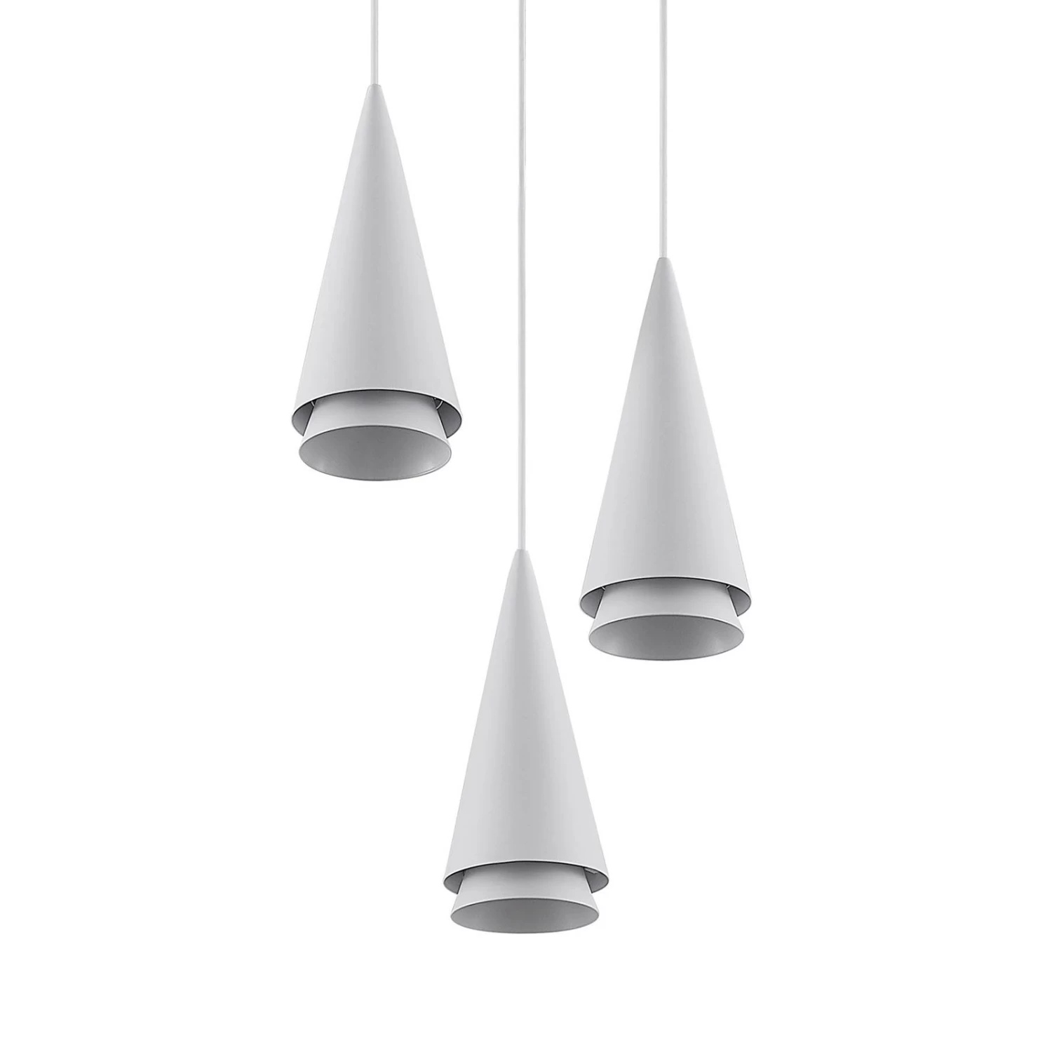 Lucande Naoh Hängeleuchte Rondell, 3-flg., Weiß – Bild 9