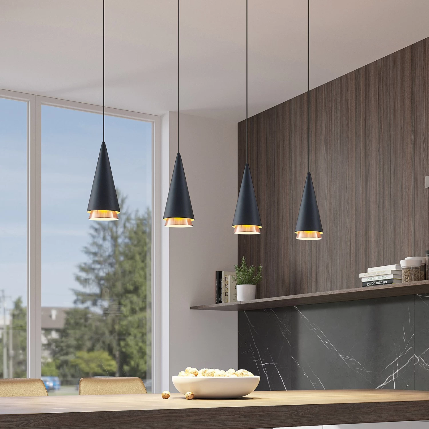 Lucande Naoh HĂ€ngeleuchte 4-fl., Schwarz/kupfer â Bild 2